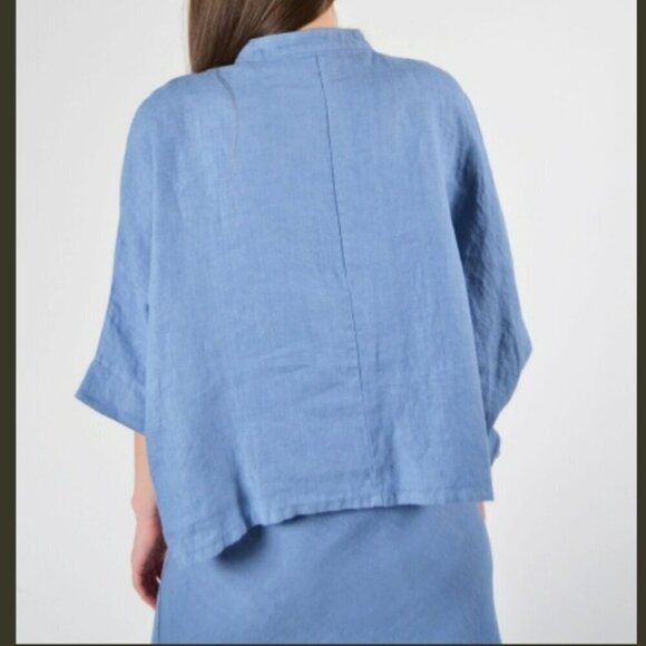 Bryn Walker Boxy Cotton Dolman Sleeve Button Top Lagenlook Beach Vacation Boho - Picture 9 of 9